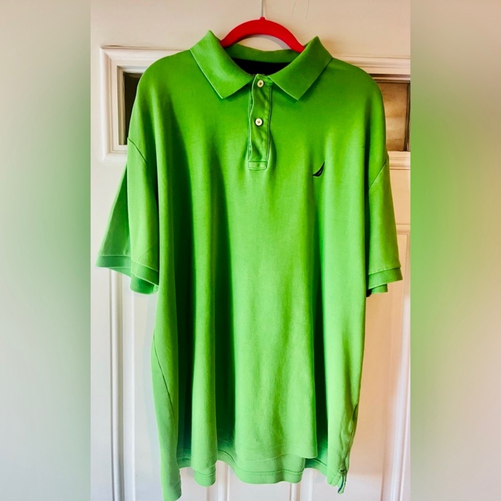 VINTAGE MENS NAUTICA POLO SHIRT - SIZE LARGE - BRIGHT GREEN
